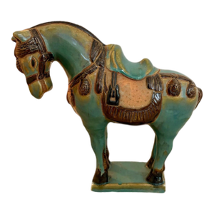 1970s Chinese Tang Dynasty Style Glazed Horse Figurine