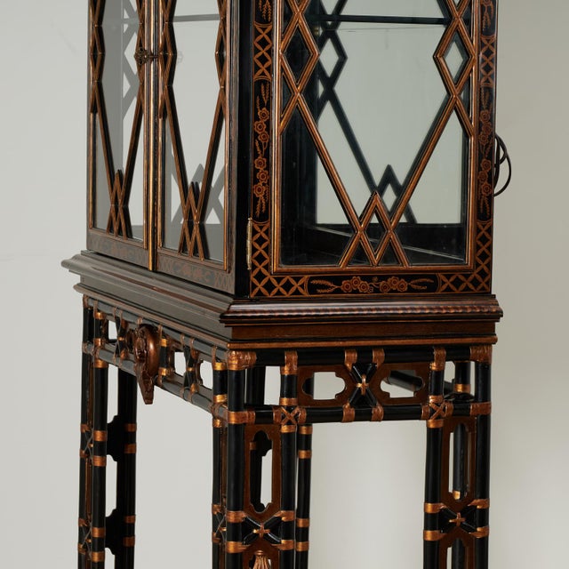 Vintage Chinese Chippendale Style Pagoda Glass Front Cabinet on Stand by Maitland Smith For Sale - Image 15 of 18