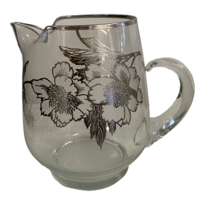 1960s Dorothy Thorpe Glass and Sterling Silver Overlay Beverage Pitcher