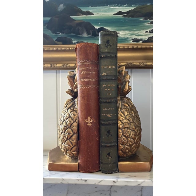 Hollywood Regency Mid 20th Century Brass Pineapple Bookends - A Pair For Sale - Image 3 of 6