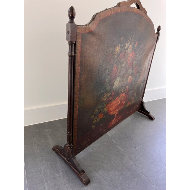 Victorian Antique Hand Painted Fireplace Screen For Sale - Image 3 of 11