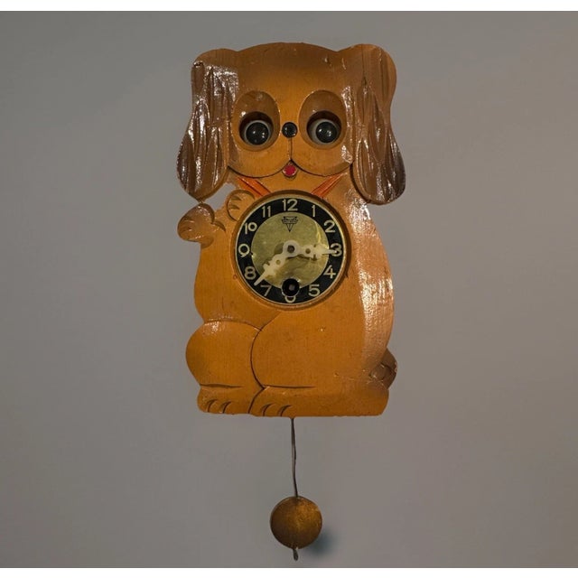 Vintage Mi-Ken Puppy Dog Clock With Moving Eyes For Sale In Los Angeles - Image 6 of 8