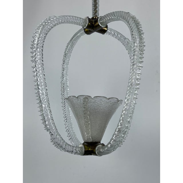 Metal Art Deco Italian Murano Glass Pendant by Ercole Barovier, 1930s For Sale - Image 7 of 14