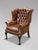 Brown Leather Button Wing Armchair, 1860s For Sale - Image 10 of 11