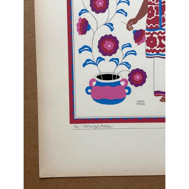 Expressionism Carlos Mérida Silkscreen Print, "Mazateca... Oaxaca" in 16" x 20" Mat, 1945 For Sale - Image 3 of 4