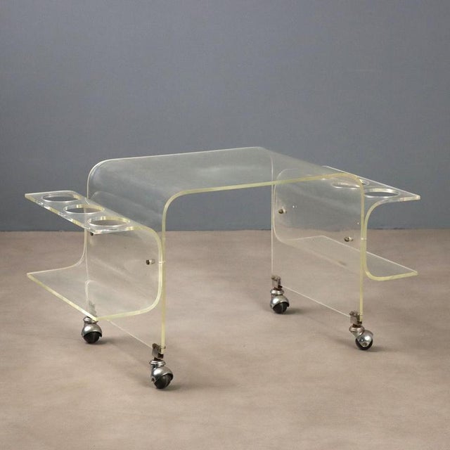 Plastic Vintage Acrylic Glass Bar Cart, 1960s For Sale - Image 7 of 7