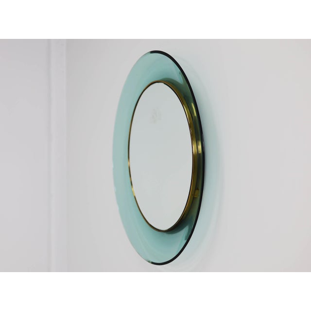 Large Vintage Mirror with Curved Colored Glass by Max Ingrand for Fontana Arte, 1960 For Sale - Image 9 of 9