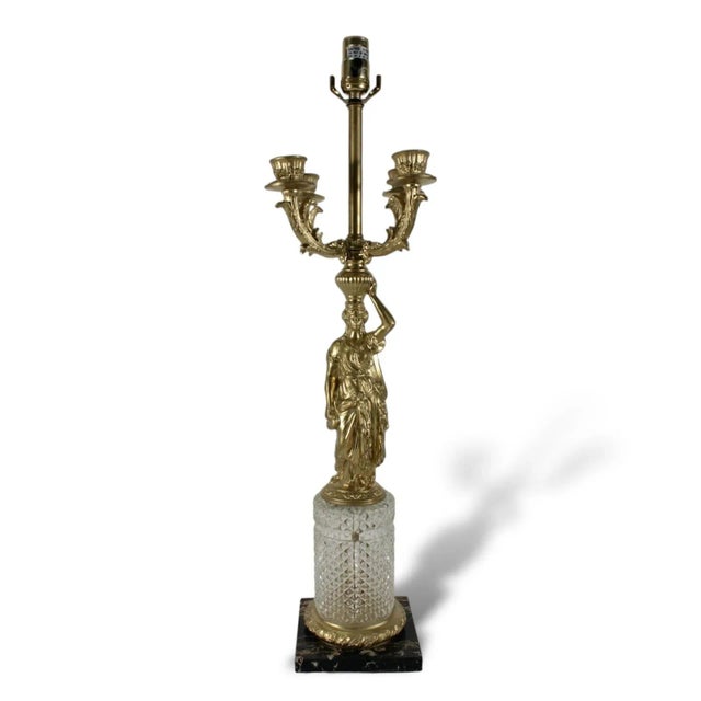 Robert Abbey, Inc., Fifth Ave., New York, NY. Classic design featuring a female Grecian figure over a cut glass stand on...
