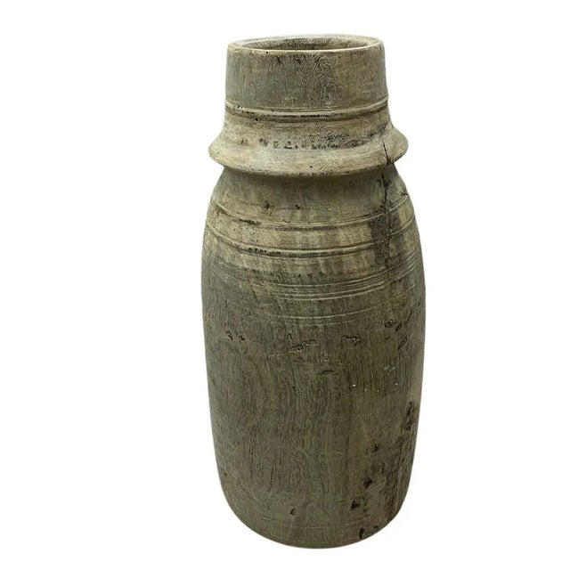 Farmhouse Vintage Indian Wood Vessel For Sale - Image 3 of 5