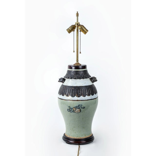 Mid 19th Century Blue and White Porcelain Vase Double Bulb Pull Switch Table Lamp For Sale In New York - Image 6 of 10