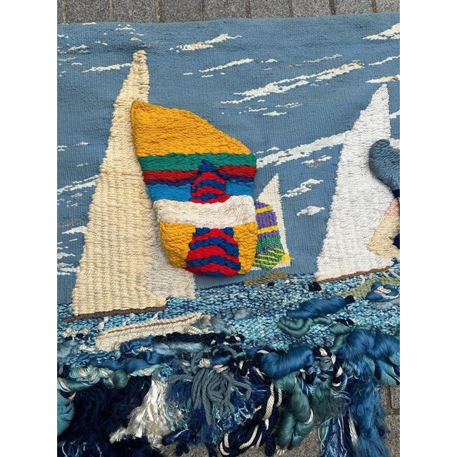 Mid-Century Brutalist Macrame Tapestry with Boat Design, 1950s For Sale - Image 14 of 18