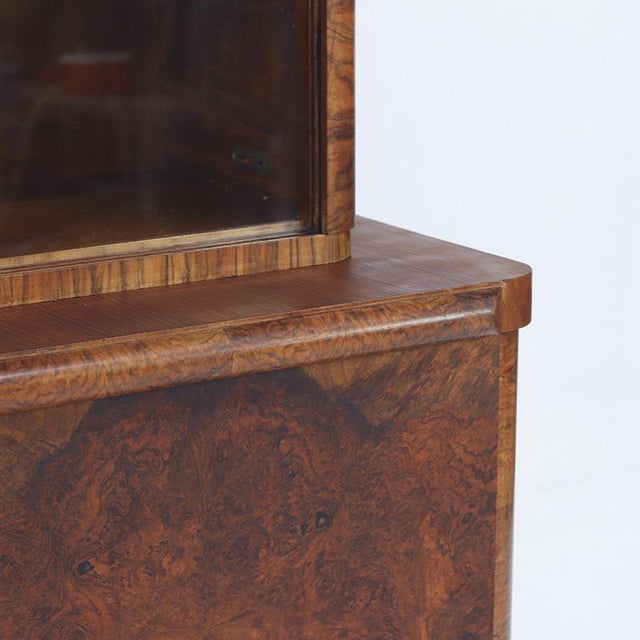 Large Art Deco Walnut Display Bookcase, 1930s For Sale - Image 10 of 13