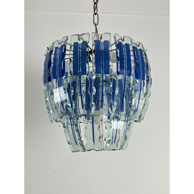 Metal Vintage Chandelier in Colored Murano Glass in the style of Zero Quattro, 1970s For Sale - Image 7 of 13