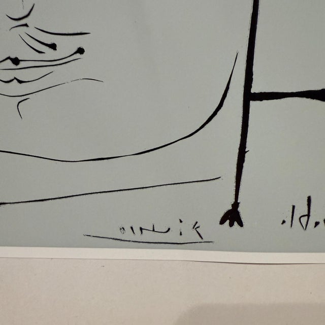 AMBIANIC presents Madoura 1961 Cannes Picasso Poster 61 Linoleum Cut White matte 20 h x 16 w Art 12 h 9.5 h Original...