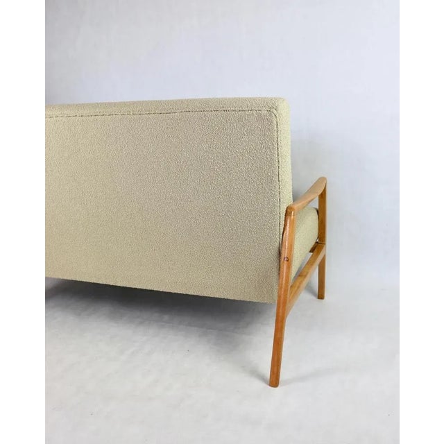 Wood Vintage Beige Boucle Sofa, 1970s For Sale - Image 7 of 8