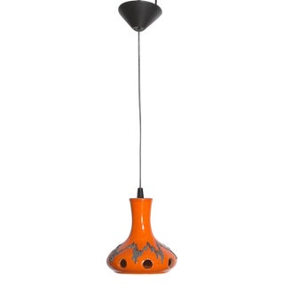 Vintage German Orange Ceramic Pendant Light For Sale