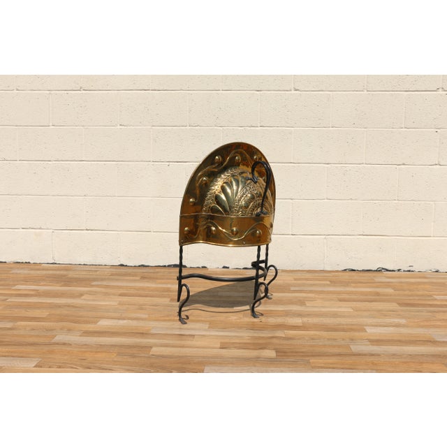 19th Century Dutch Brass & Wrought Iron Curfew Fireplace Hood | Antique Hearth Canopy | Hand-Forged Fire Screen For Sale - Image 9 of 18