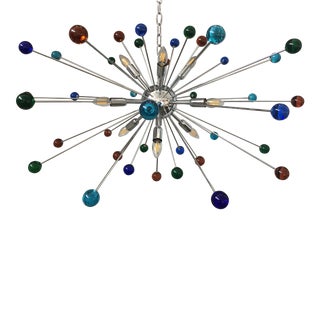 2020s Murano Style Glass Sputnik Multicolors Italian Handmade Chandelier For Sale
