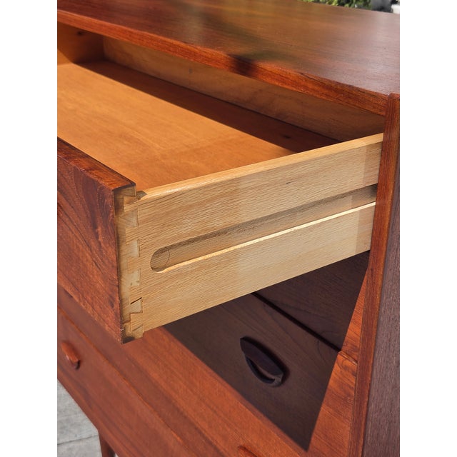 Auburn Mid- Century Danish Teak Kai Kristiansen Tall Dresser 5 Drawer For Sale - Image 8 of 15