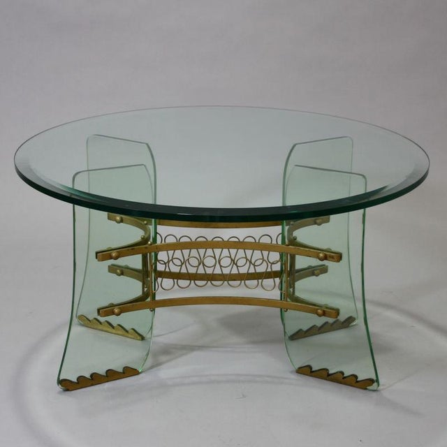 1950s Coffee Table in Glass and Brass by Luigi Brusotti for Fontana Arte, 1950 For Sale - Image 5 of 5
