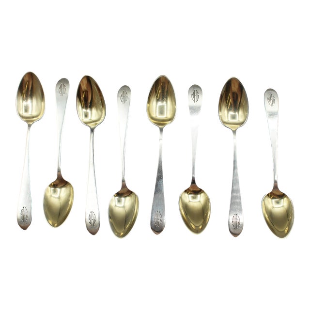 1875 American Set of 8 Sterling Silver Demitasse Spoons by Gorham For Sale