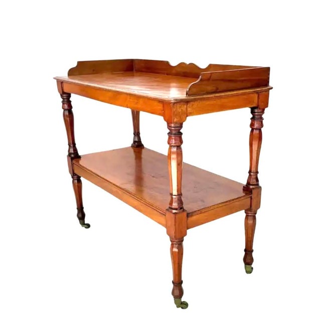 English English Two-Tiered Walnut Serving Trolley For Sale - Image 3 of 14