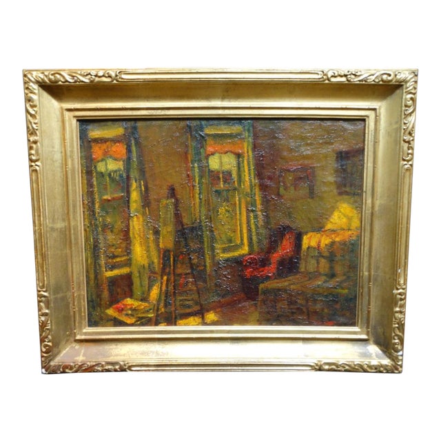 1930s Vintage Artist Studio Painting For Sale