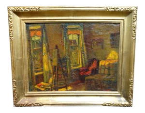 1930s Vintage Artist Studio Painting