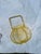 Mid-century vintage, metal egg gathering basket with handle. The wire is coated in yellow rubber. Measures 13" to top of...