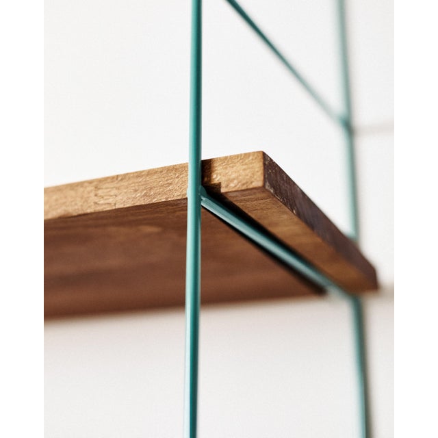 Mid-Century Modern String Shelves with Wooden Shelves, 1970s For Sale - Image 3 of 4