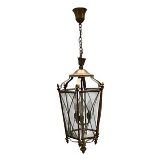 Vintage Bronze and Glass Lantern, Italy, 1950s For Sale