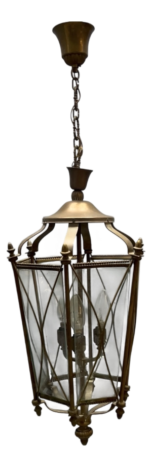 Vintage Bronze and Glass Lantern, Italy, 1950s