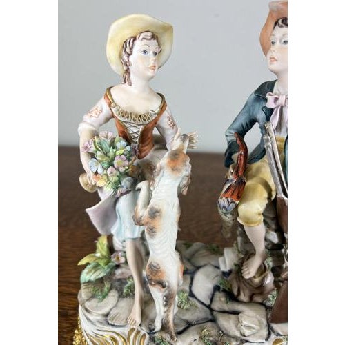 Vintage Italian Handmade Porcelain Figurines from Capodimonte, Set of 2 For Sale - Image 4 of 12