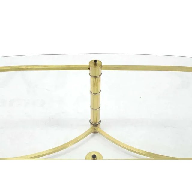Mid-Century Modern Mid-Century Modern Brass and Glass Oval Coffee Table For Sale - Image 3 of 8