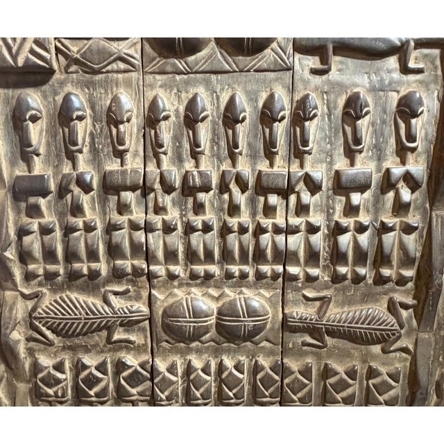 1980s Vintage Dogon Granary Door With Crocodiles /Figures Mali African 72.5" H For Sale - Image 5 of 9