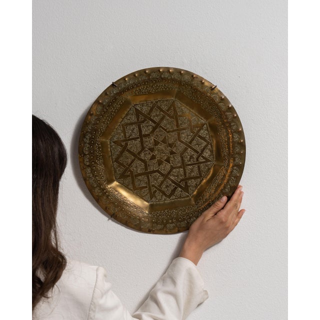 Mid 20th Century Mid 20th Century Morocco Brass Tray For Sale - Image 5 of 15