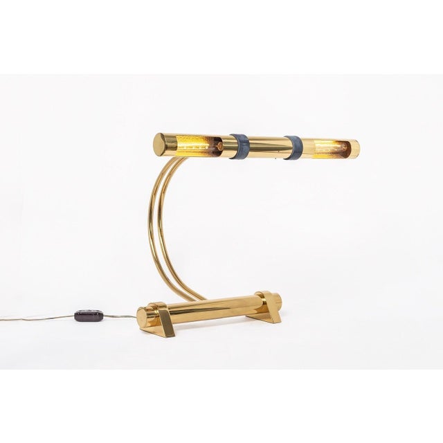 Casella Lighting Vintage Postmodern Tubular Brass Table Lamp by Casella Lighting 1970s For Sale - Image 4 of 11