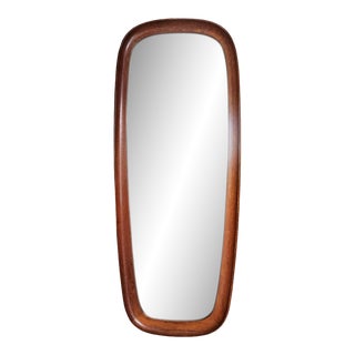 1960s Danish Teak Wood Framed Wall Mirror For Sale