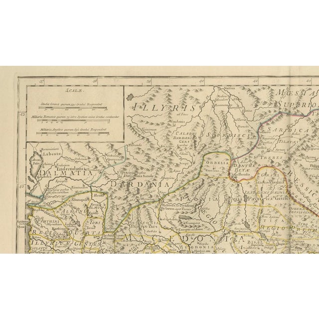 Paper Antique Map of Northern Greece and Balkans Macedonia with Thrace and Illyria, 1818 For Sale - Image 7 of 9