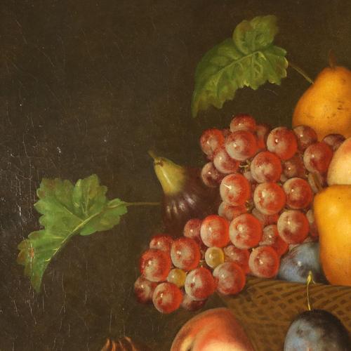 Still Life with Fruit, Knife and Butterfly, 1800s, Oil on Canvas, Framed For Sale - Image 6 of 12