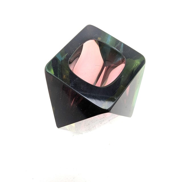 Geometric, faceted block vase, attributed to Flavio Poli for Alessandro Mandruzzato, Murano near Venice (Italy), made in...