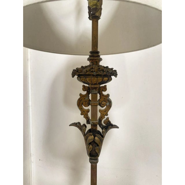Rembrandt Lamp Company 1930s Hollywood Regency Cast Iron Torchiere Floor Lamp by Rembrandt For Sale - Image 4 of 6