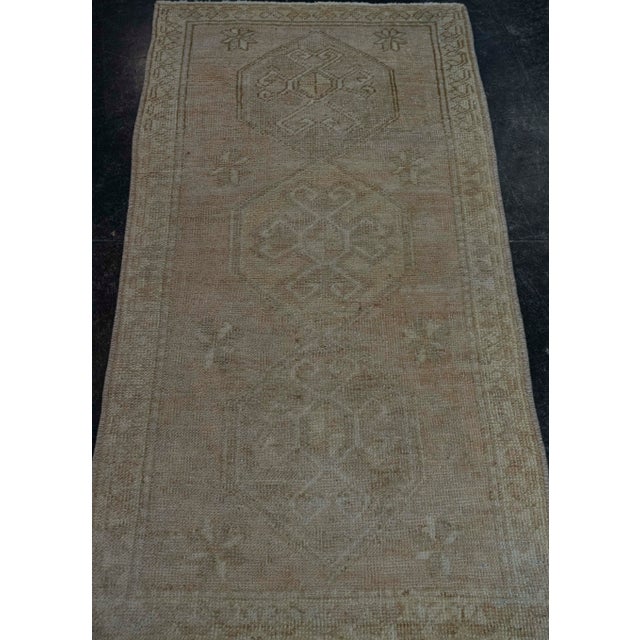 Textile Turkish Mini Rug Oriental Hand Knotted Vintage Rug 1'7" x 3'1" #20632 For Sale - Image 7 of 8