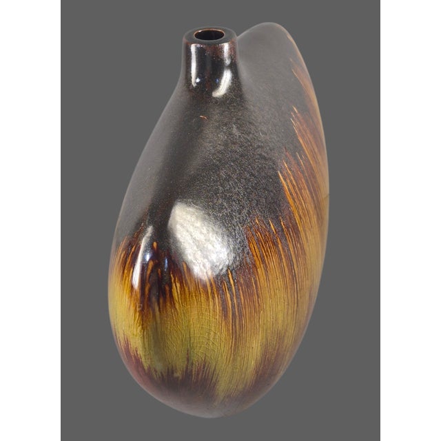 Mid-Century-Modern Style Abstract Shape Drip Glaze Pottery Vase For Sale - Image 4 of 6