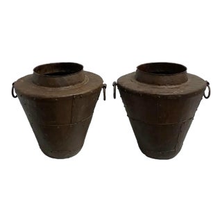 Planters Tapered Storage Vessel Pair C Hint of Red For Sale