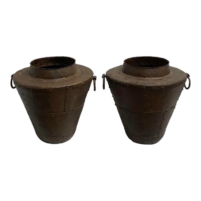 Planters Tapered Storage Vessel Pair C Hint of Red For Sale