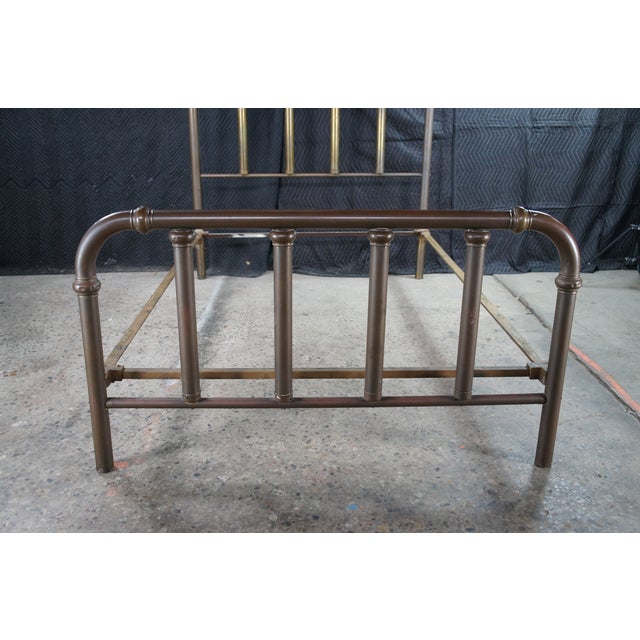 Antique 19th Century Victorian Brass Full or Double Size Curved Bed Frame Gold For Sale - Image 4 of 12