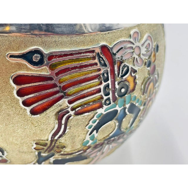 1960s Miguel Pineda Silver-Plated Enamel Bowl With Mayan Motifs, Taxco Mexico For Sale - Image 10 of 16