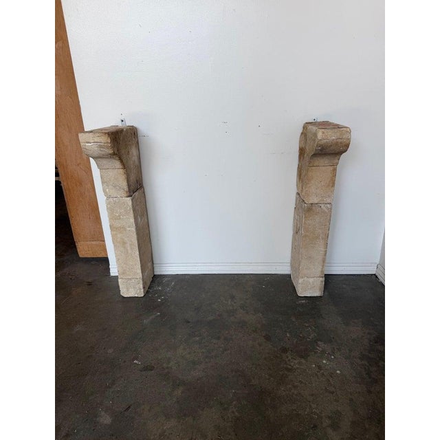 Petite 18th Century French Limestone Fireplace Mantel With Scrolled Corbels For Sale - Image 13 of 17