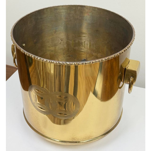 Large Vintage Brass Chinoiserie Style Engraved Planter For Sale In Kansas City - Image 6 of 12